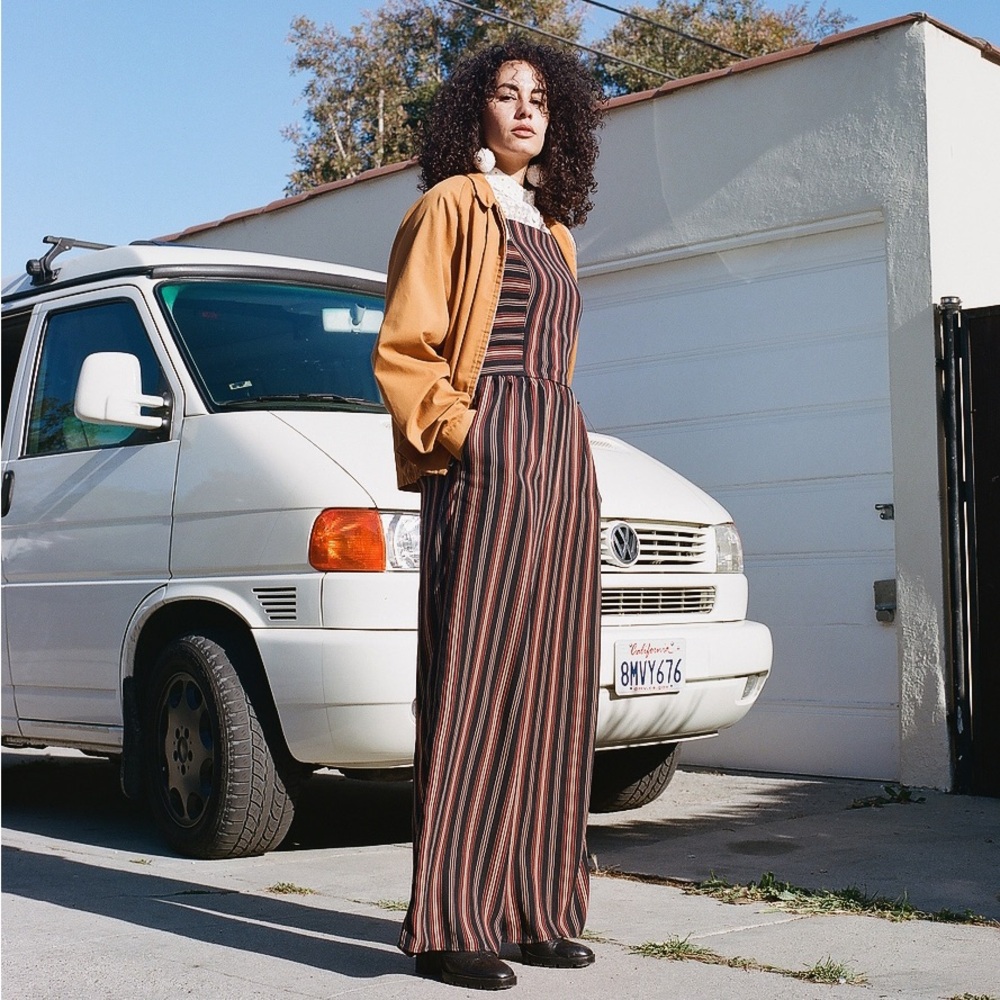 Striped Square Neck Wide Leg Jumpsuit - Picture 6 of 6